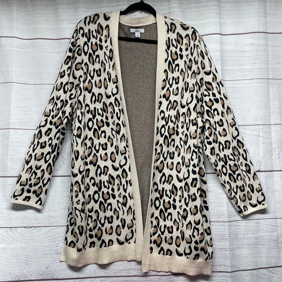 Croft & Barrow Open Front Leopard Print Knit Cardigan Size 2X - Picture 1 of 9